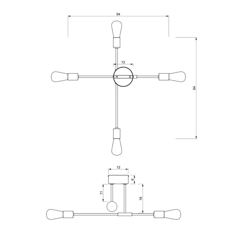 Lampa sufitowa loftowa czarno-złota FLAME