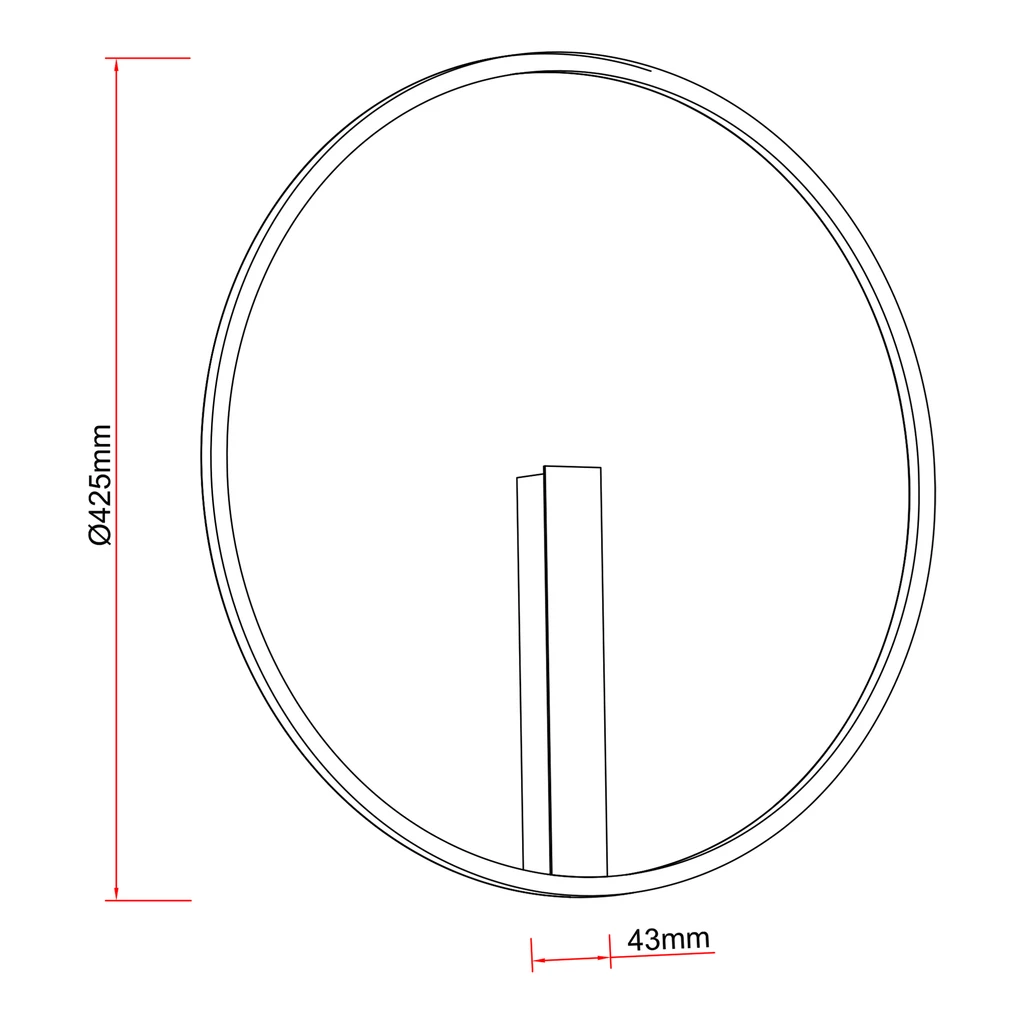 Lampa sufitowa LED czarna CORIT 42,5 cm - wymiary.