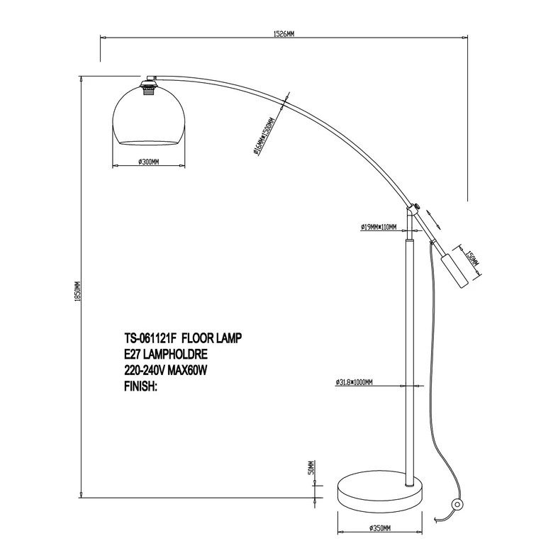 Lampa łukowa do salonu kamienna podstawa MADISON