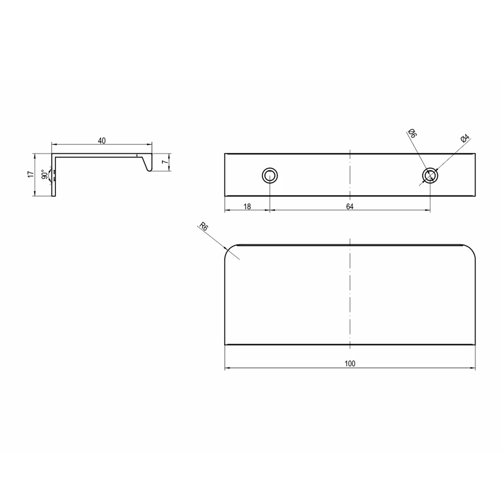 Uchwyt płaski do szafy ADBOX aluminium CAPTURA 10,4 cm