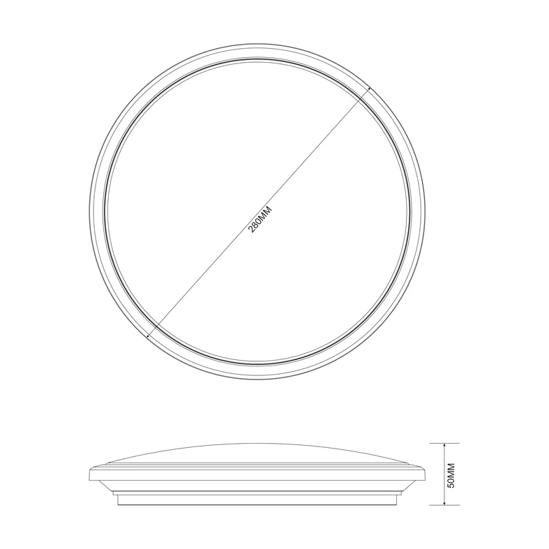 Plafon LED 24W chrom MOREN 28 cm - wymiary.