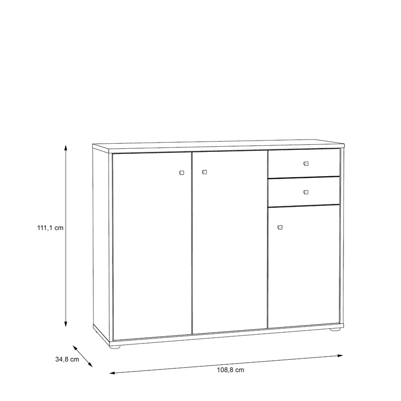 Komoda wysoka TEMPRA 2 3D2S loft