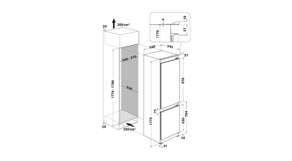 Wymiary lodówki do zabudowy.