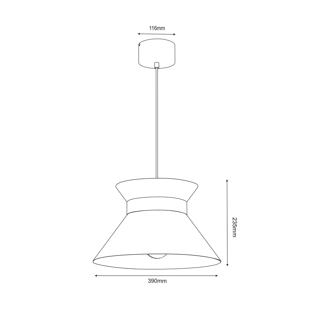 Lampa wisząca czarno-złota NORGE - wymiary.