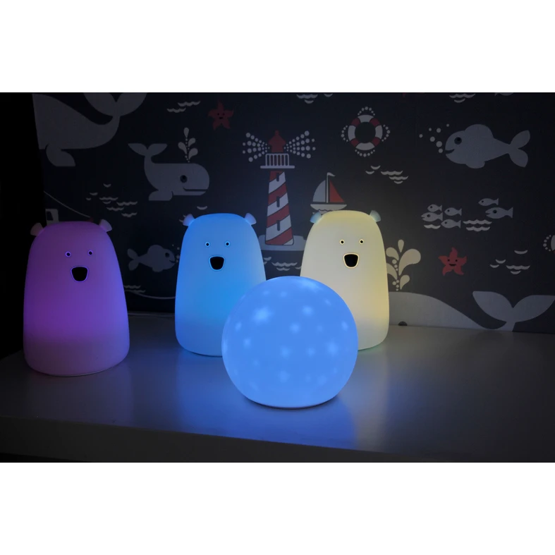 Lampka nocna silikonowa różowa LED RGB MIŚ