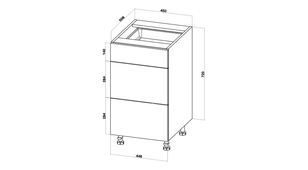 Szafka dolna BASIC PLUS BP/D45S3 dąb craft złoty