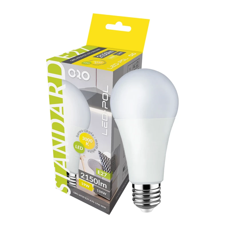 Żarówka LED E27 19W barwa ciepła ORO-ATOS-E27-A70-19W-WW