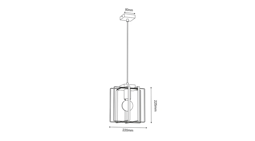 Lampa wisząca czarna jasne drewno KORTEZ I - wymiary.