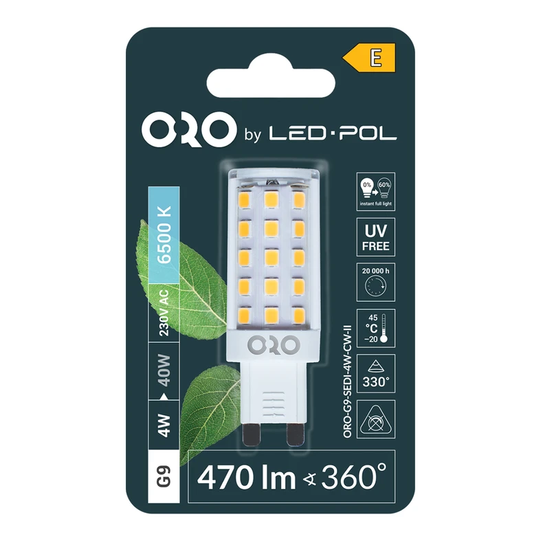 Żarówka LED ORO-G9-SEDI-4W-CW-II barwa zimna