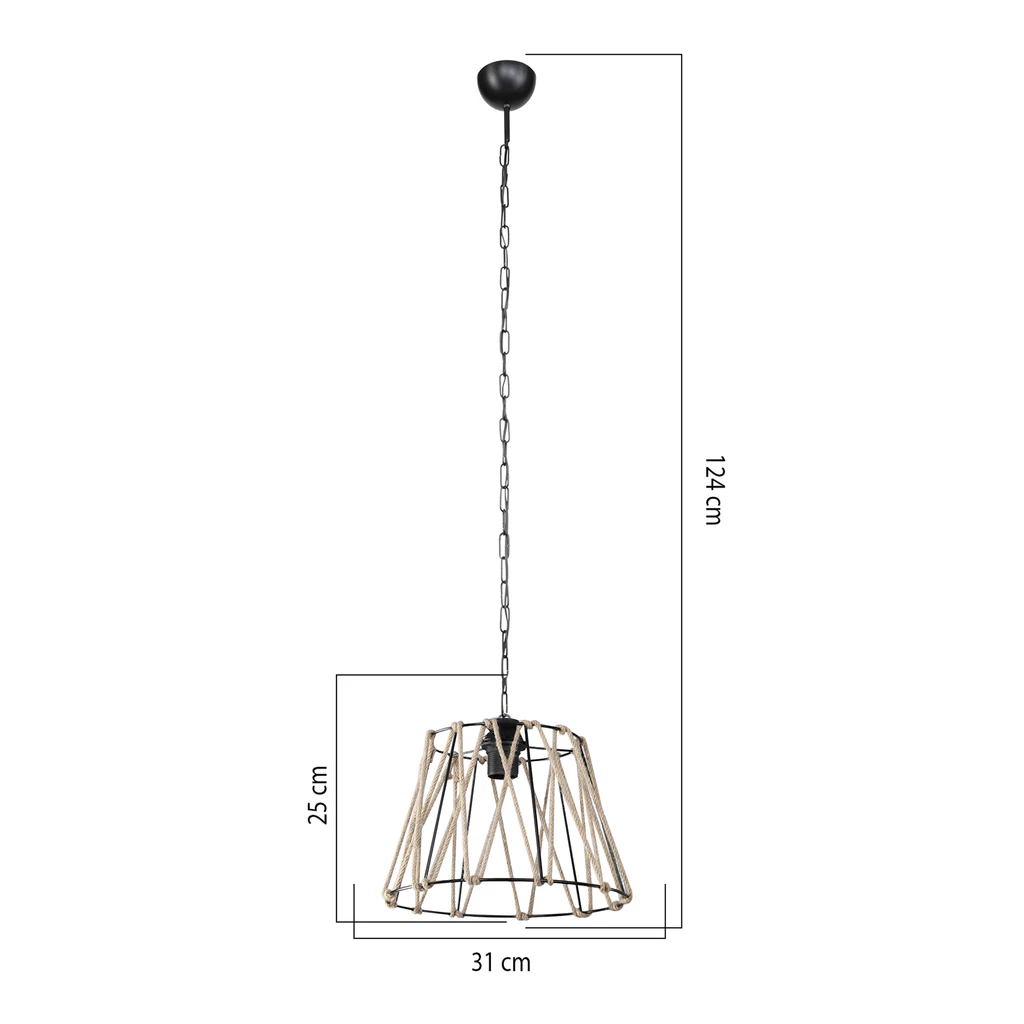 Lampa wisząca z jutowym abażurem EVREN 30 cm