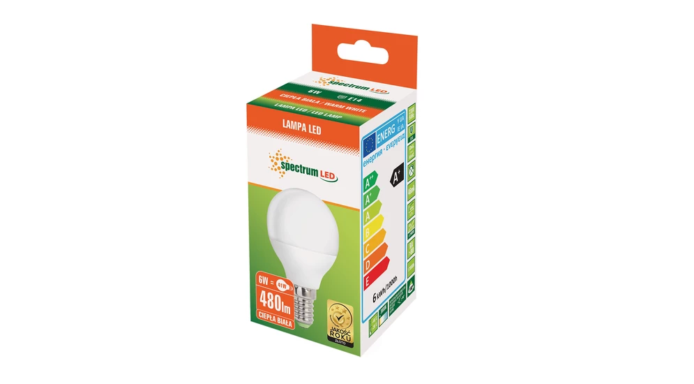 Żarówka LED E14 6W KULKA barwa ciepła SPECTRUM