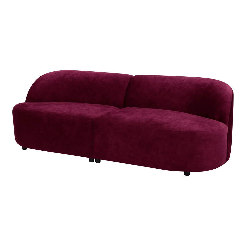 Sofa obła bordowa LEILA 234 cm 