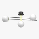 Lampa sufitowa 3 klosze kule czarno-złota SATELIT III