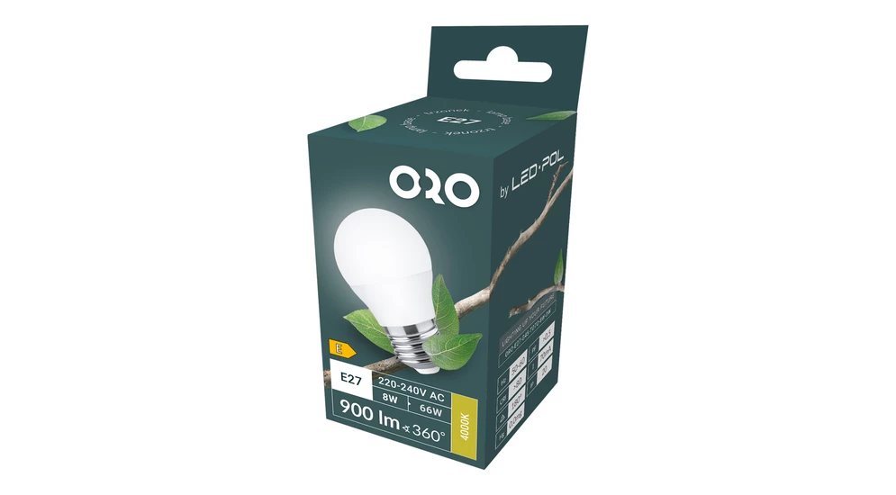 Żarówka LED E27 8W barwa neutralna ORO-E27-G45-TOTO-8W-DW