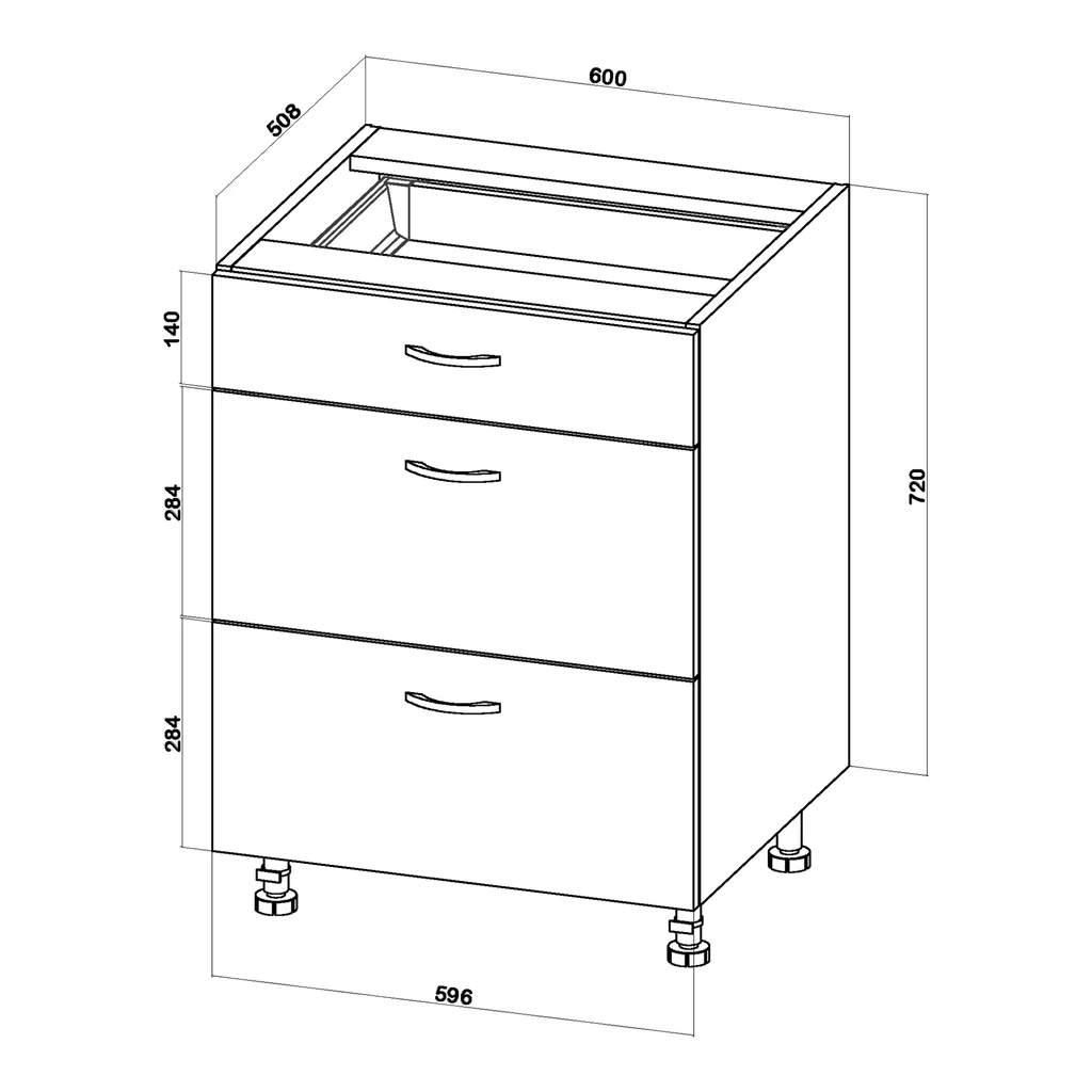 Szafka dolna BASIC PLUS BP/D60S3 dąb craft złoty