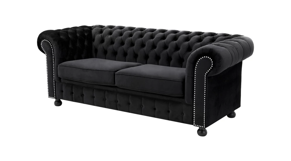 Sofa glamour rozkładana czarna CHESTER