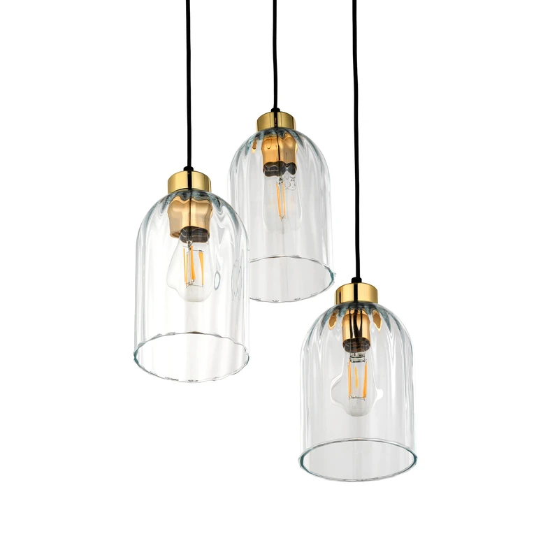 Lampa wisząca 3 klosze transparent SATIPO