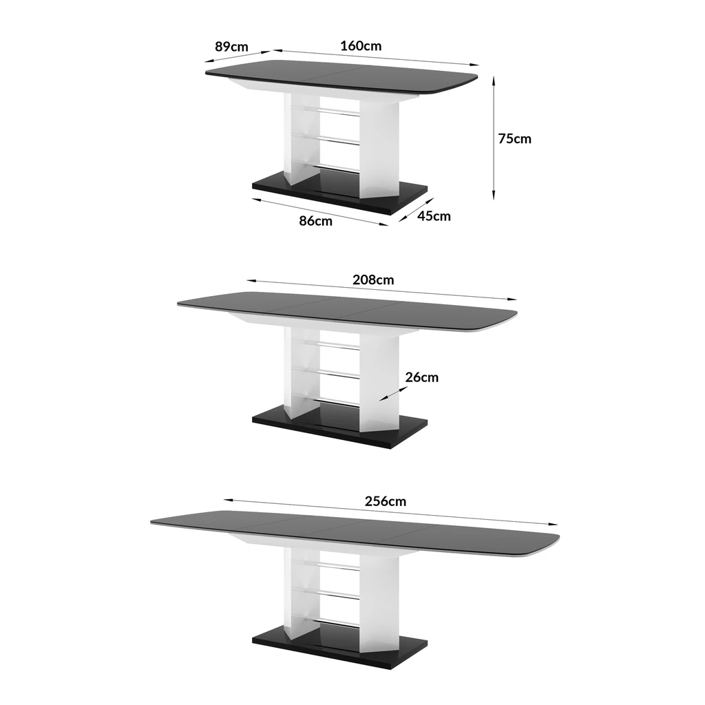 Stół rozkładany LINOSA 3 połysk biały