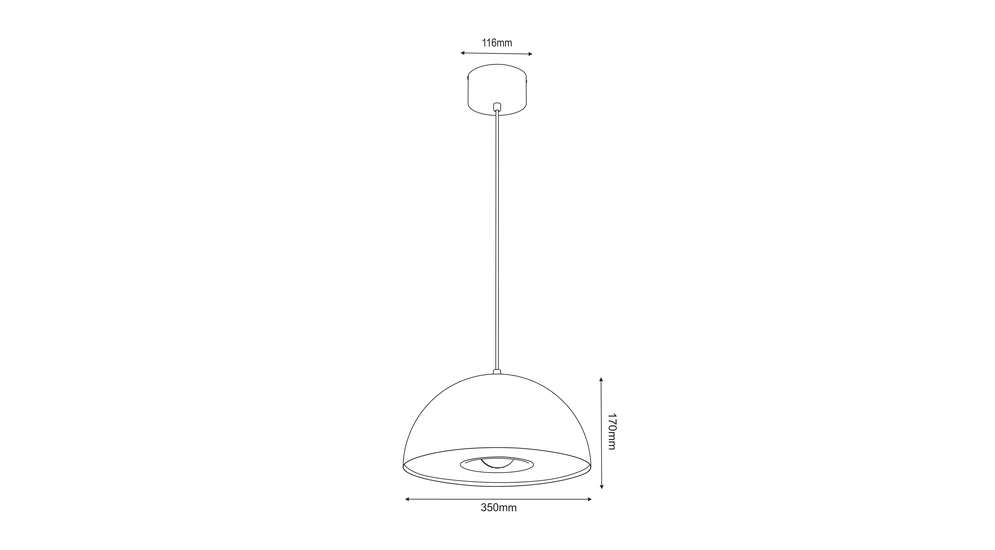 Lampa wisząca czarna jasne drewno ELGUND - wymiary.