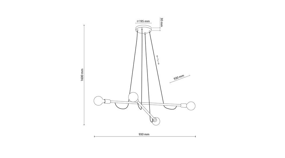 Lampa wisząca jasne drewno HELIX IV WOOD - wymiary.