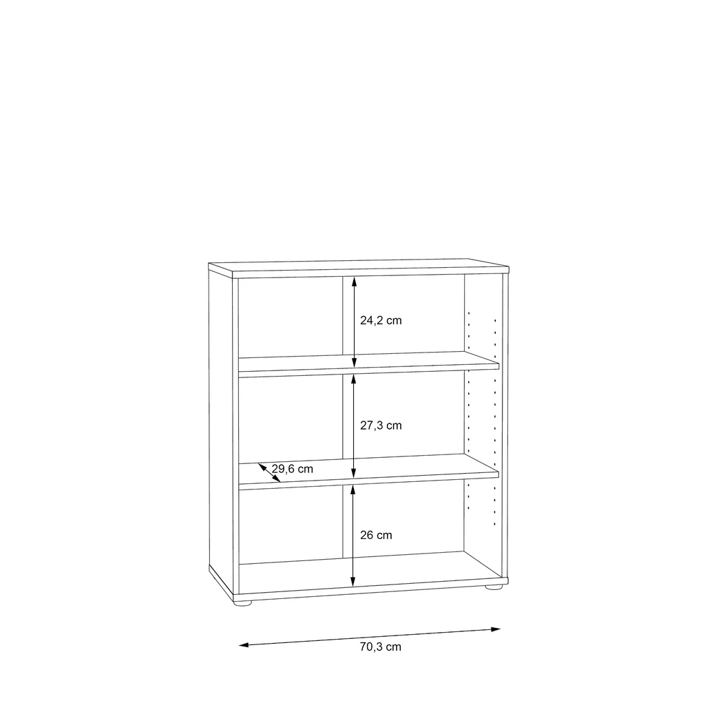 Regał niskiTEMPRA 2 z 3 wnękami loft