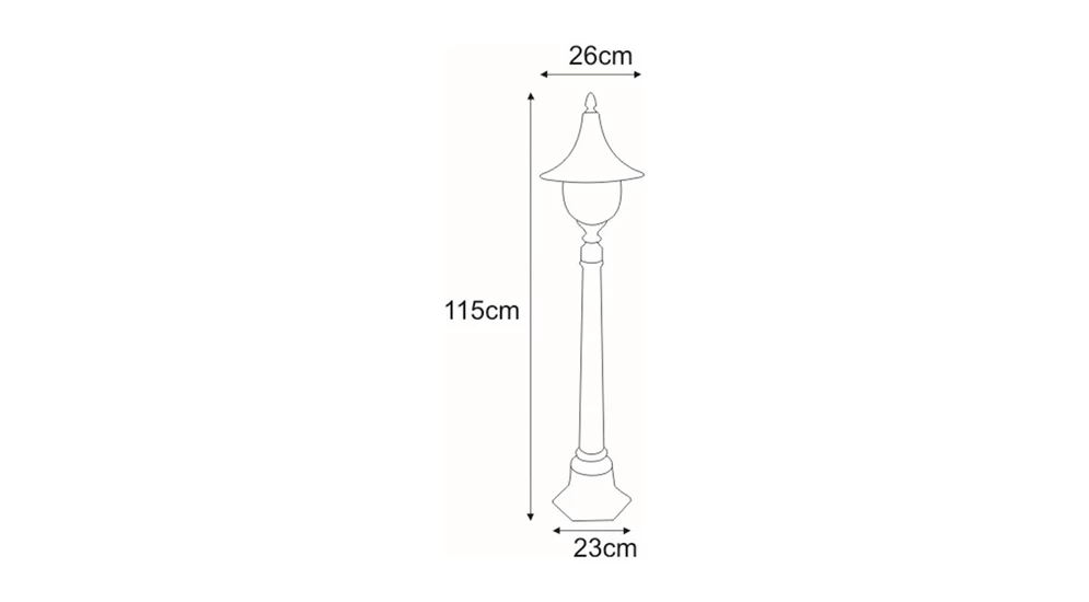 Lampa zewnętrzna outdoor stojąca wysoka czarna BOSTON - wymiary.