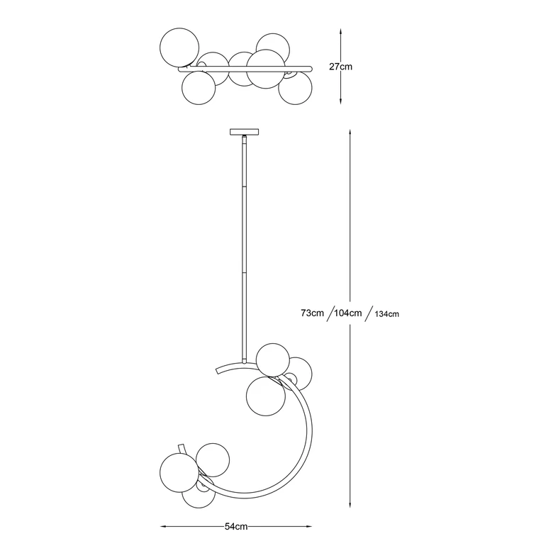 Lampa wisząca MOLECULE w złotym kolorze to oświetlenie, którym możesz udekorować do salon, jadalnię lub sypialnię.