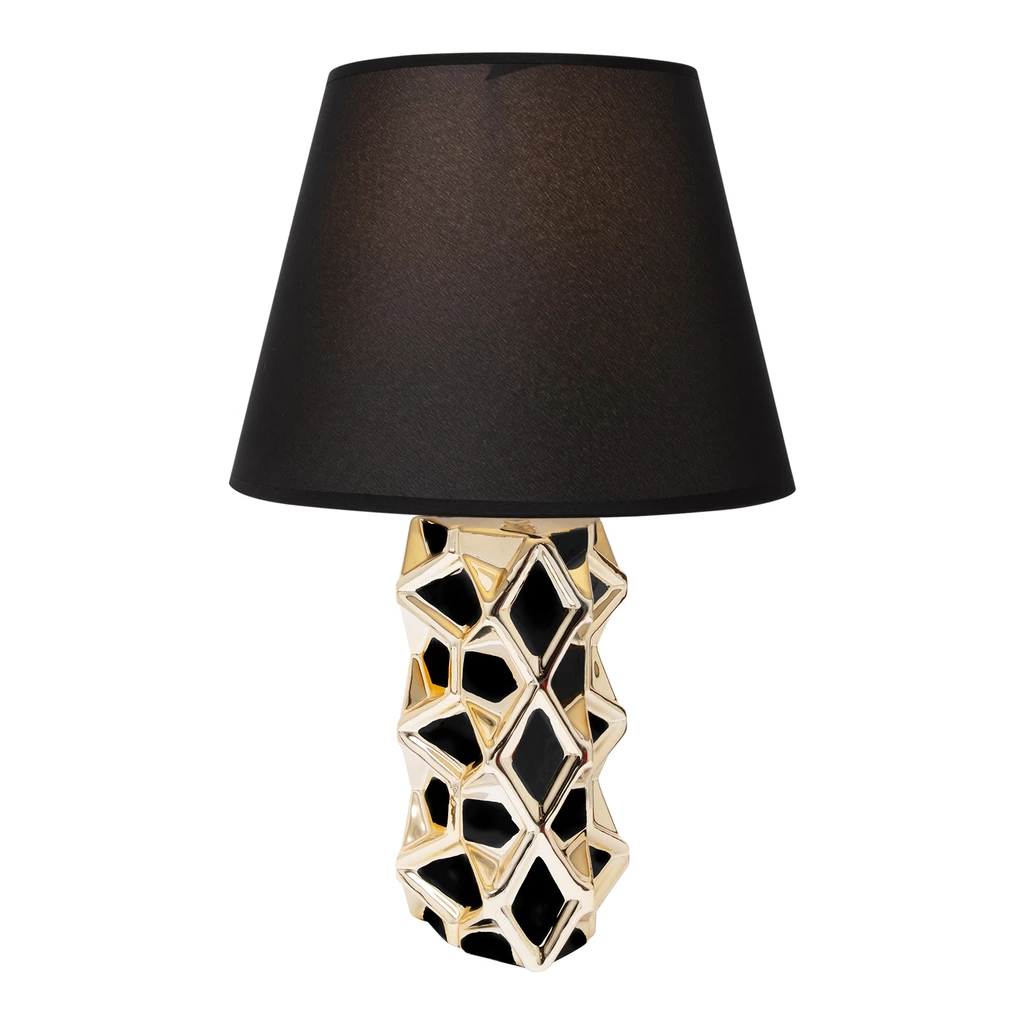 Lampa stołowa ceramiczna czarno-złota 38 cm