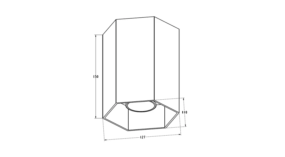 Reflektor natynkowy o geometrycznym kształcie kolor aluminium POLYGON CL 1L