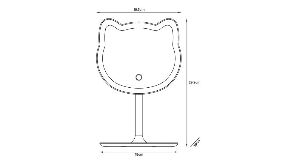 Lustro z oświetleniem LED różowy kot
