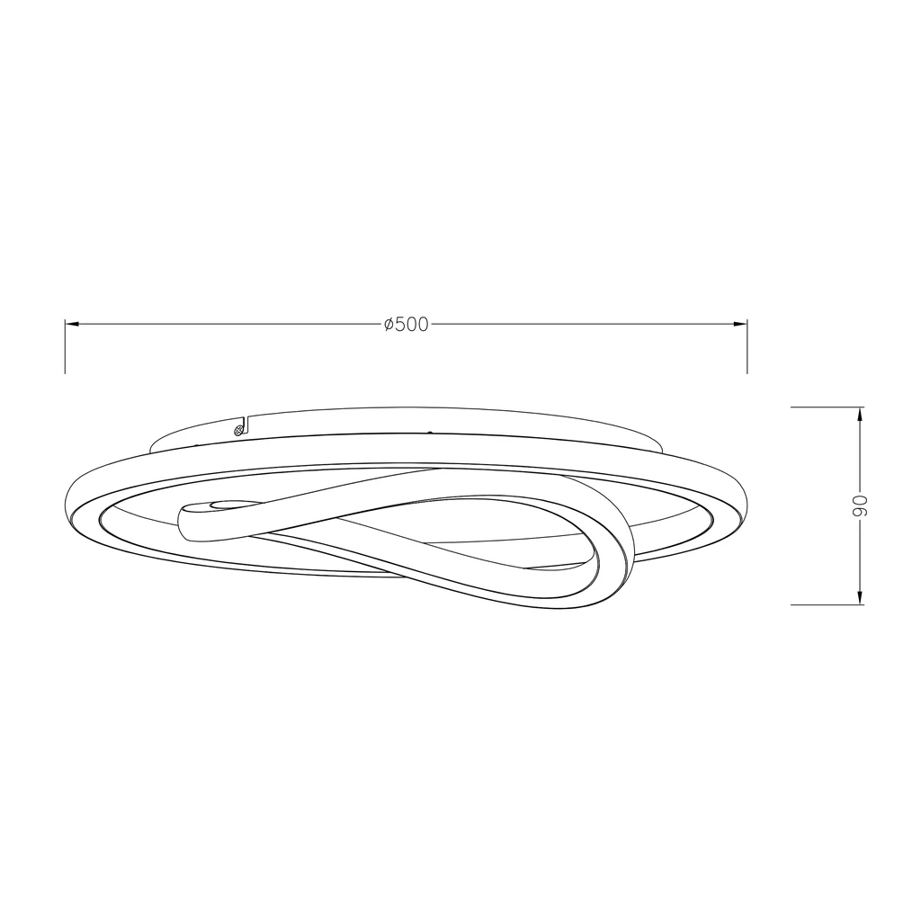 Plafon LED okrągły czarno-złoty LENS 50 cm - wymiary.