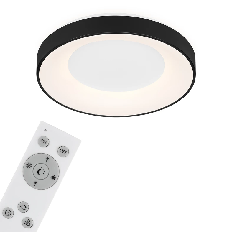 Plafon LED czarny z pilotem 48,4 cm