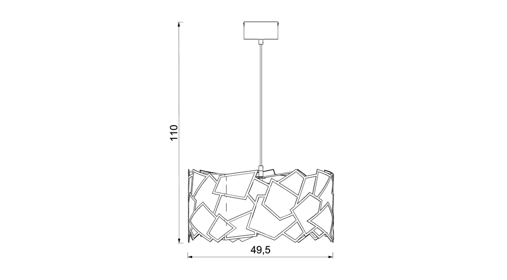 Lampa wisząca tytanowe złoto CAMO III - wymiary.