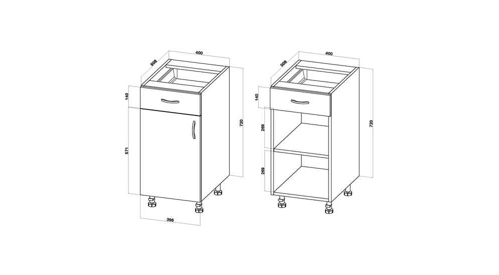 Szafka dolna BASIC PLUS BP/D40S1 dąb craft złoty