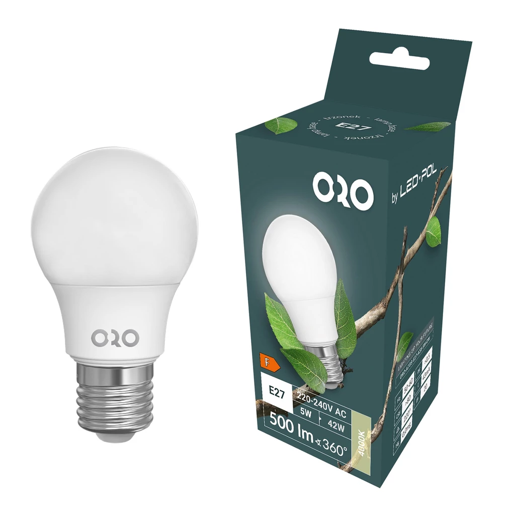 Żarówka LED E27 5W barwa neutralna ORO-ATOS-E27-A55-5W-DW