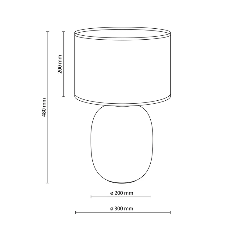 Lampa stołowa abażur juta MELODY - wymiary.