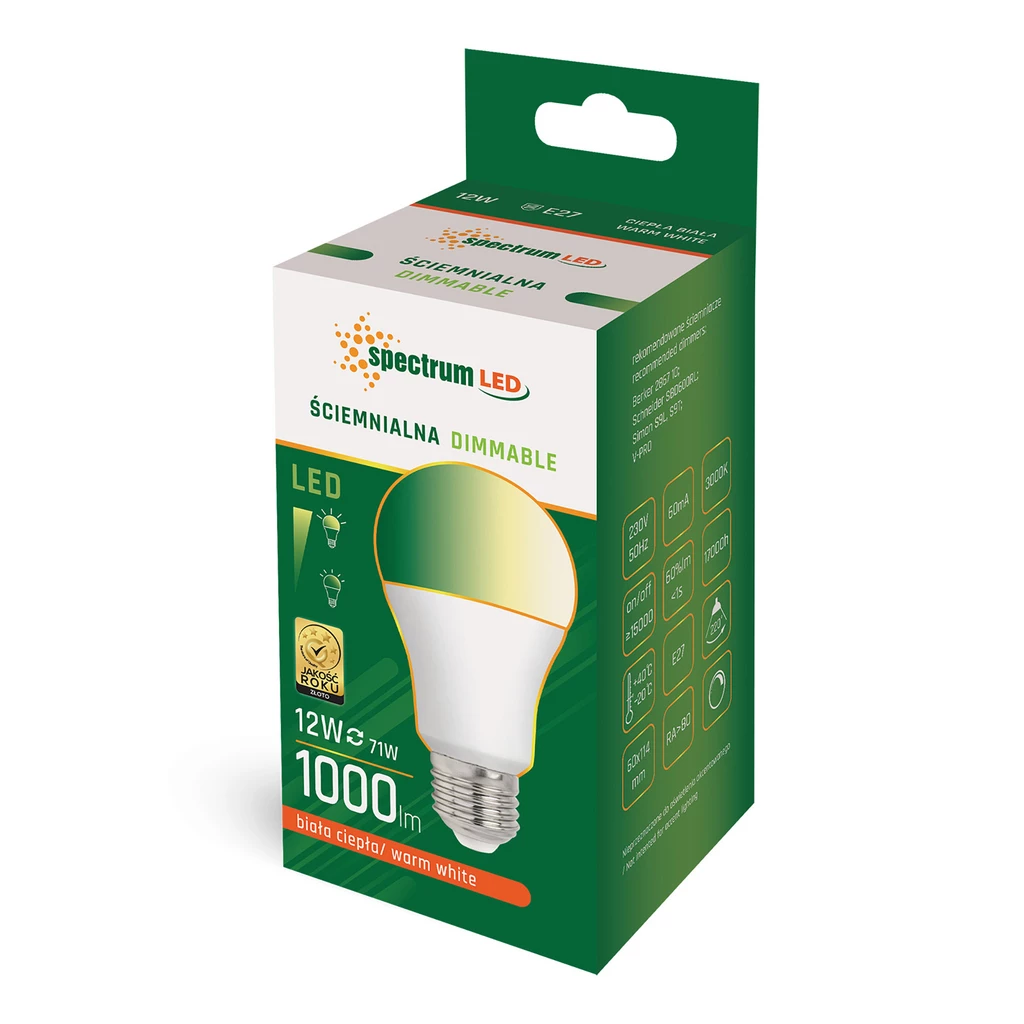 Żarówka LED E27 12W barwa ciepła GLS DIMMABLE SPECTRUM