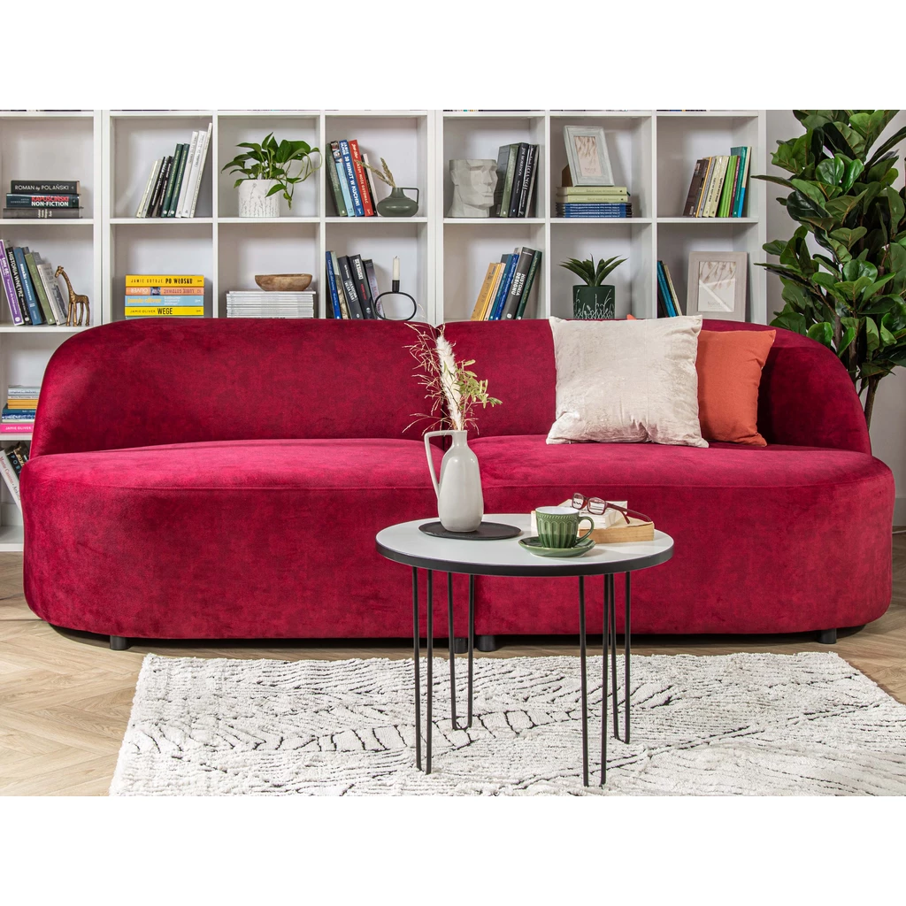 Sofa obła bordowa LEILA 234 cm 