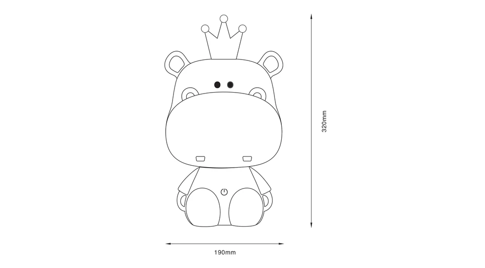 Lampka nocna HIPOPOTAM LED w różowym kolorze z 3 stopniami przyciemniania.