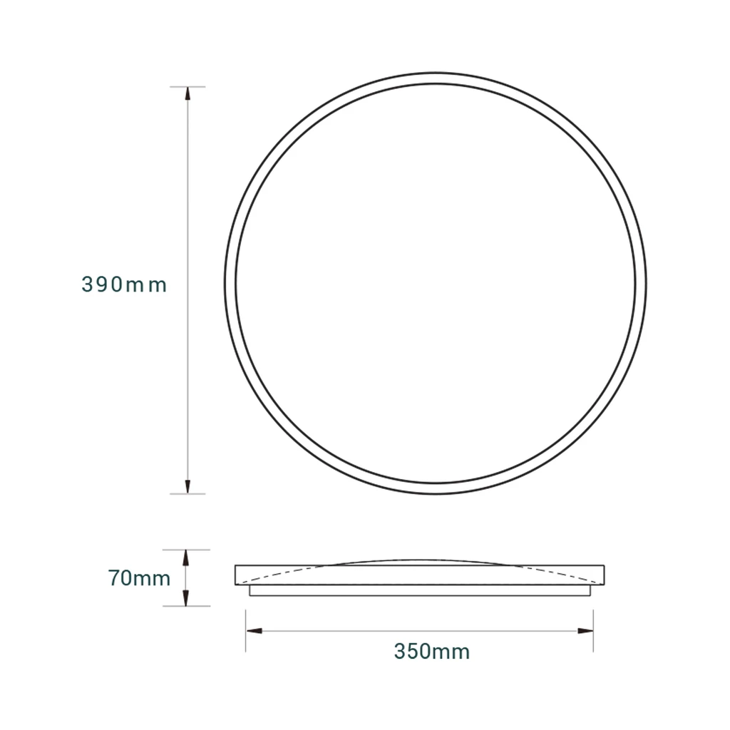 Plafon LED okrągły 36W jasne drewno ORO-OLMO 39 cm - wymiary.