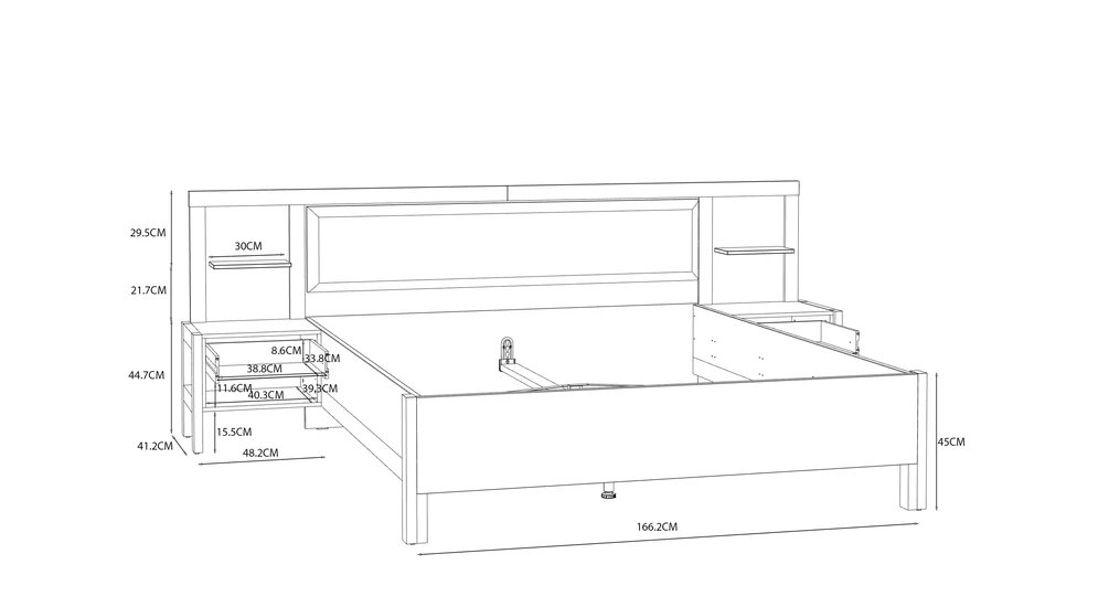 Łóżko z szafkami nocnymi HOYVIK 160x200 2S