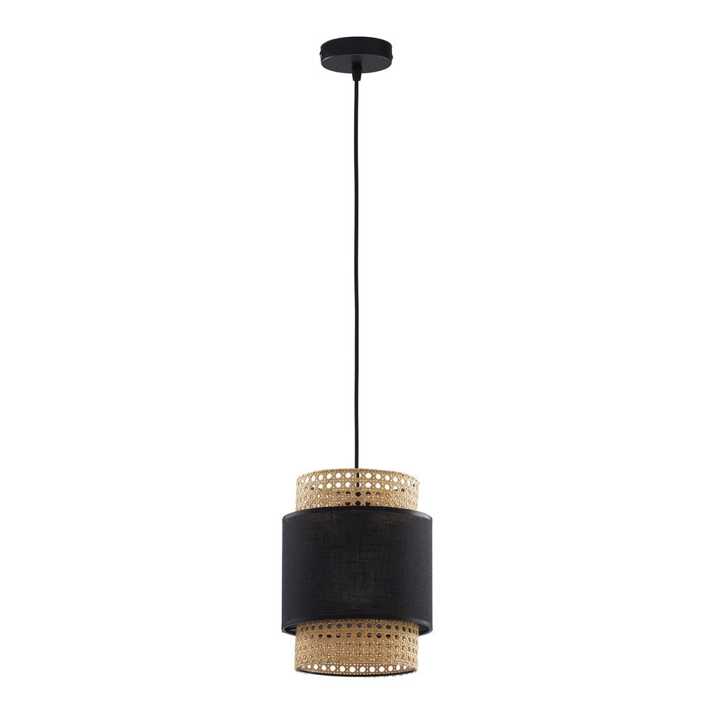 Lampa wisząca rattanowa czarna BOHO 20 cm