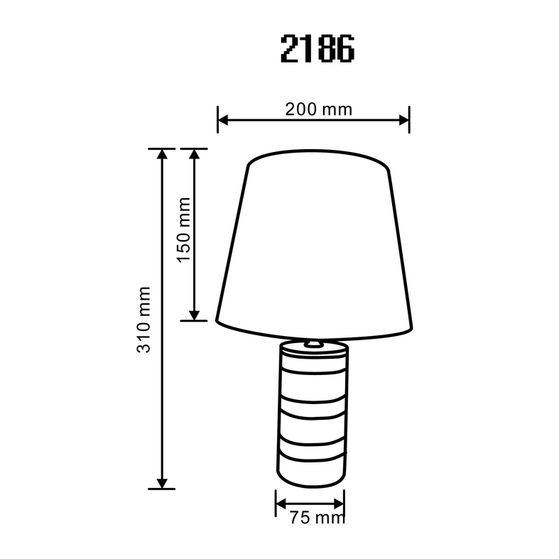 Lampa stołowa z abażurem, srebrno-czarna - wymiary.