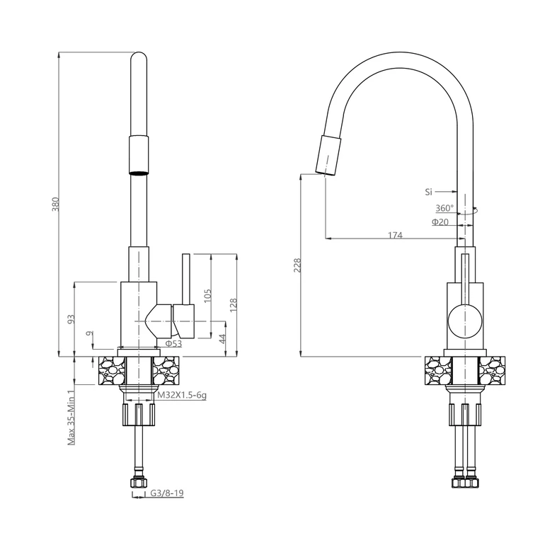 Komplet zlewozmywak QUADRON czarny BOLD XL 1K/Z/O 78x45 cm z baterią