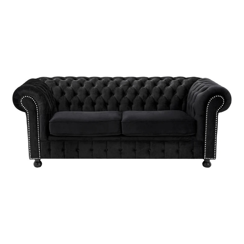 Sofa glamour rozkładana czarna CHESTER