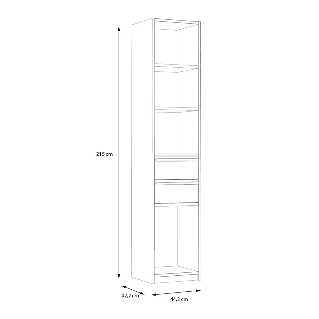 Regał z półkami i szufladami S-ROOM 44,4 cm