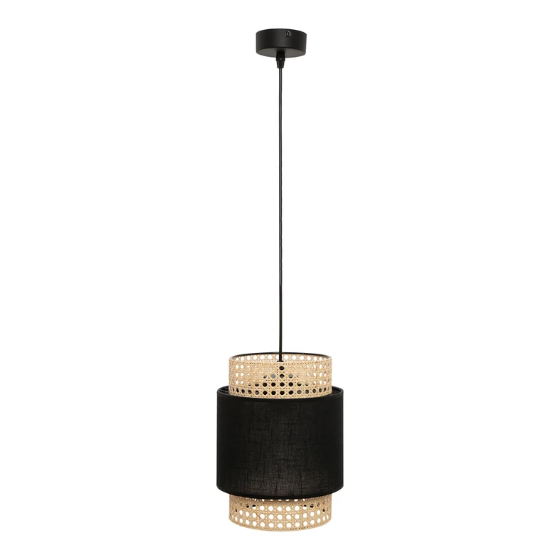 Lampa wisząca rattanowa czarna BOHO 20 cm