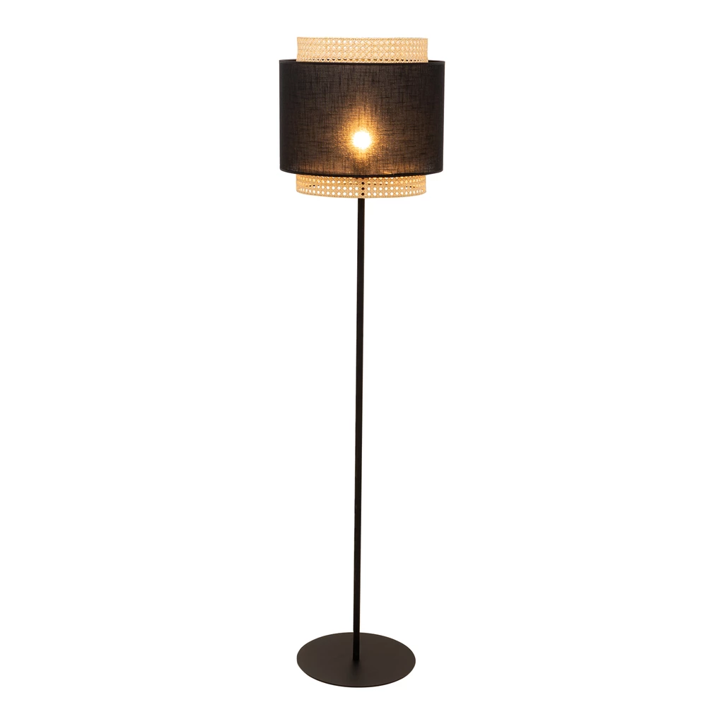 Lampa podłogowa rattanowa czarna BOHO 145 cm