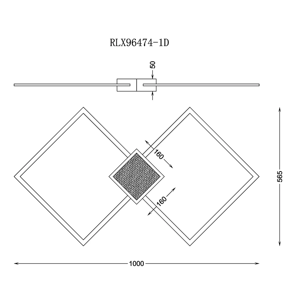 Lampa sufitowa LED ramkowa złota HEX 100 cm