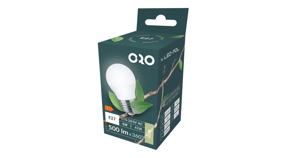 Żarówka LED E27 5W barwa neutralna ORO-E27-G45-TOTO-5W-DW